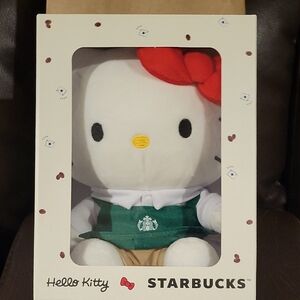 Starbucks Hello Kitty Plush with Red Bow and Green Apron